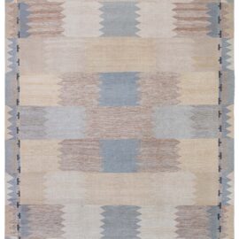 Flatweave Contemporary Geometric Soft Beige Handmade Carpet “Echelon” N11336