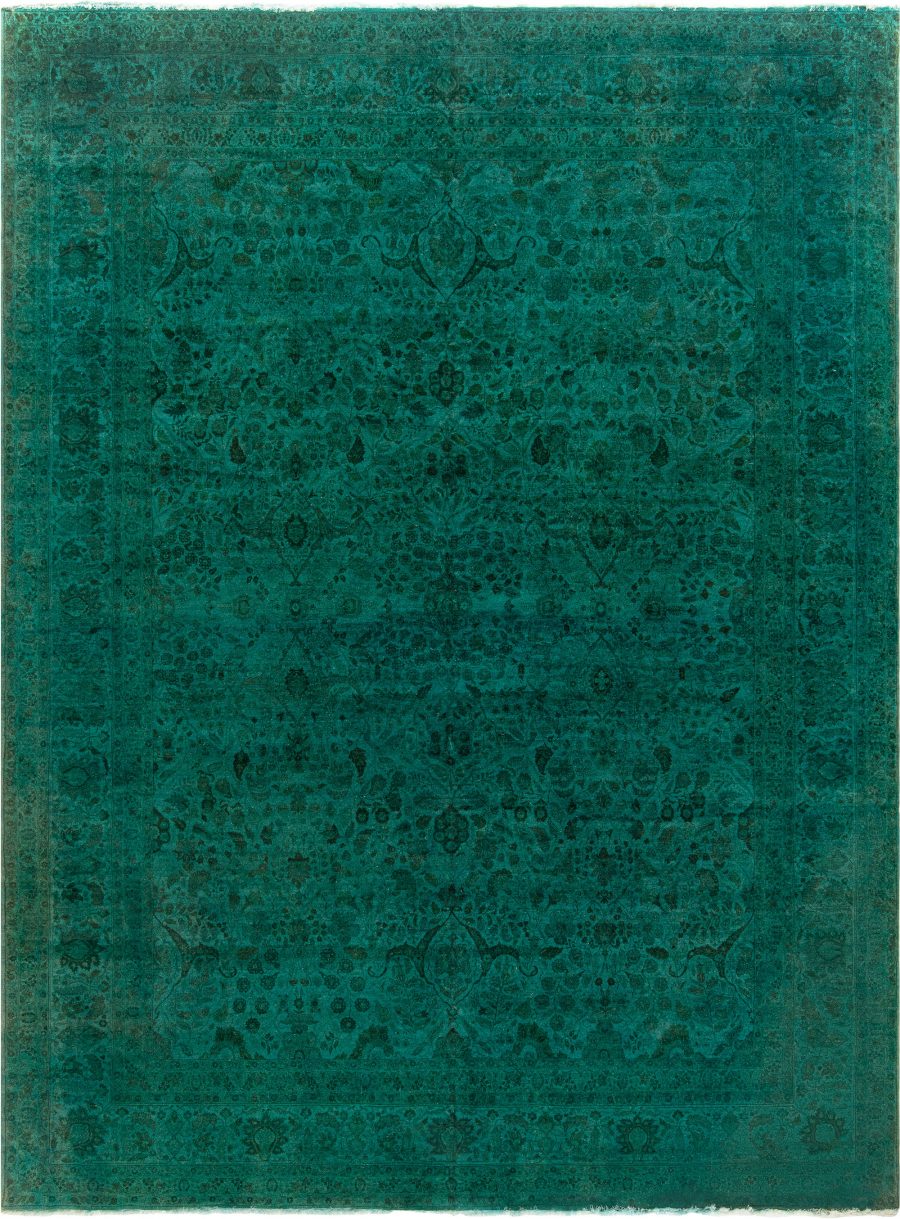 Doris Leslie Blau Collection Tabriz HJR35 Green Botanic Handmade Wool Rug N10097