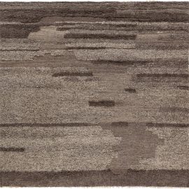Modern Abstract Classic Taupe Handmade Wool Rug “Grey Strata” N10302