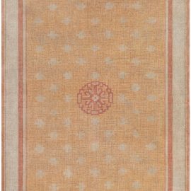 Samarkand Vintage Geometric Warm Tan Hand-Knotted Wool Rug BB8949