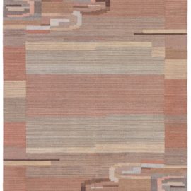 Mid-Century Scandinavian Abstract Light Beige Flatweave Wool Rug Finnish BB8962