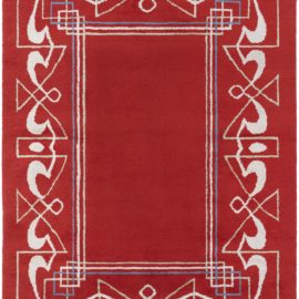 Vintage French Art Nouveau Geometric Soft Beige Hand-Knotted Wool Rug BB8823