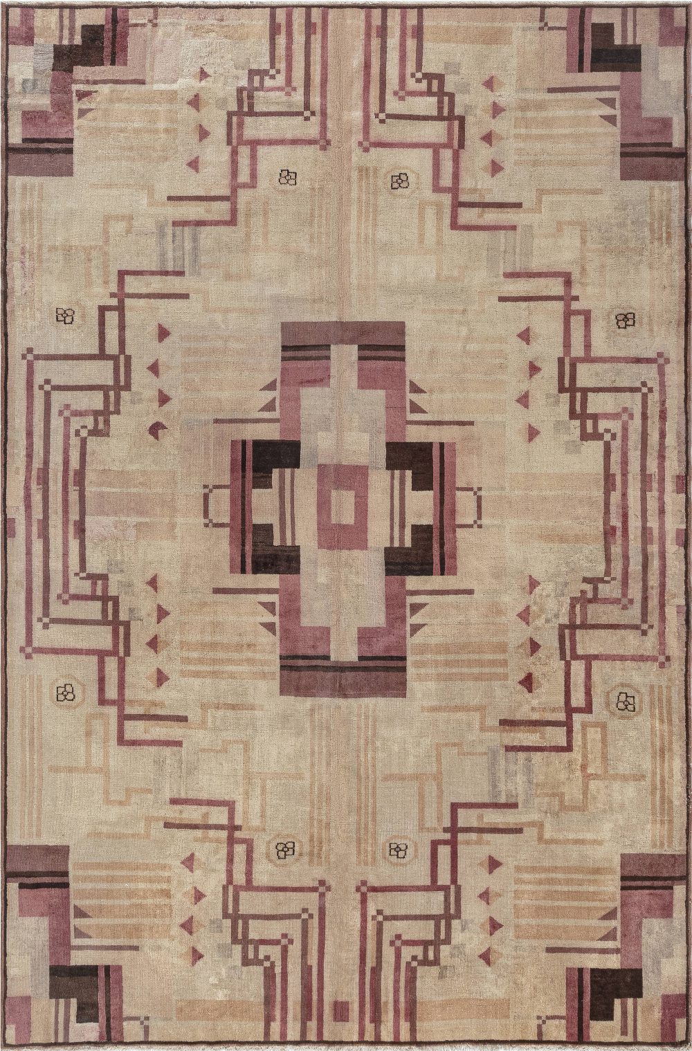 One-of-a-kind Vintage Art Deco Pink Rug BB7529