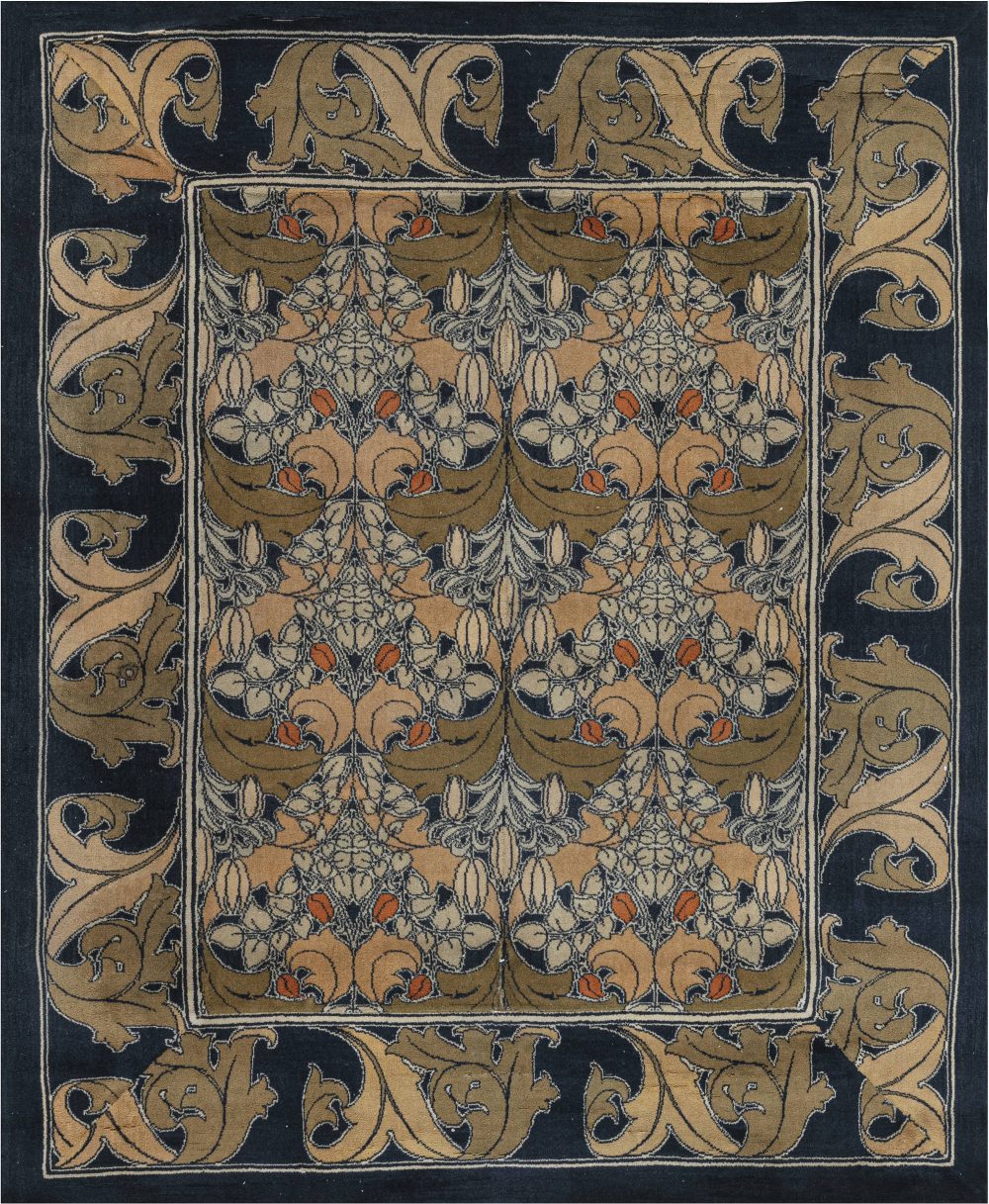 Vintage Arts and Crafts Voysey Rug (Size Adjusted) BB7412