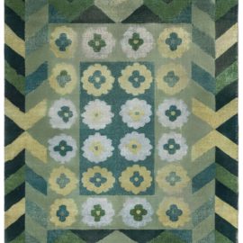 Vintage French Art Deco Floral Light Gray Hand-Knotted Wool Carpet BB8638