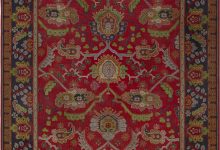 Vintage <mark class='searchwp-highlight'>Arts</mark> & Crafts Botanic Red Handmade Wool Rug by Gavin Morton BB7551