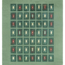 French Art Deco Vintage Geometric Sage Hand-Knotted Wool Rug By Paule Leleu BB8448