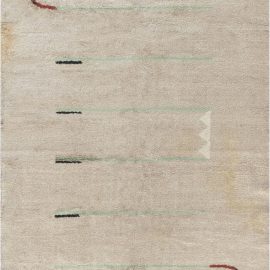 Vintage French Art Deco Abstract Warm Tan Hand-Knotted Wool Rug BB7103
