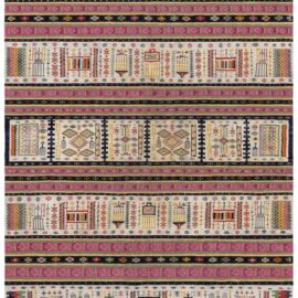 Moroccan Vintage Geometric Cream Beige Flatweave Wool Rug BB8914