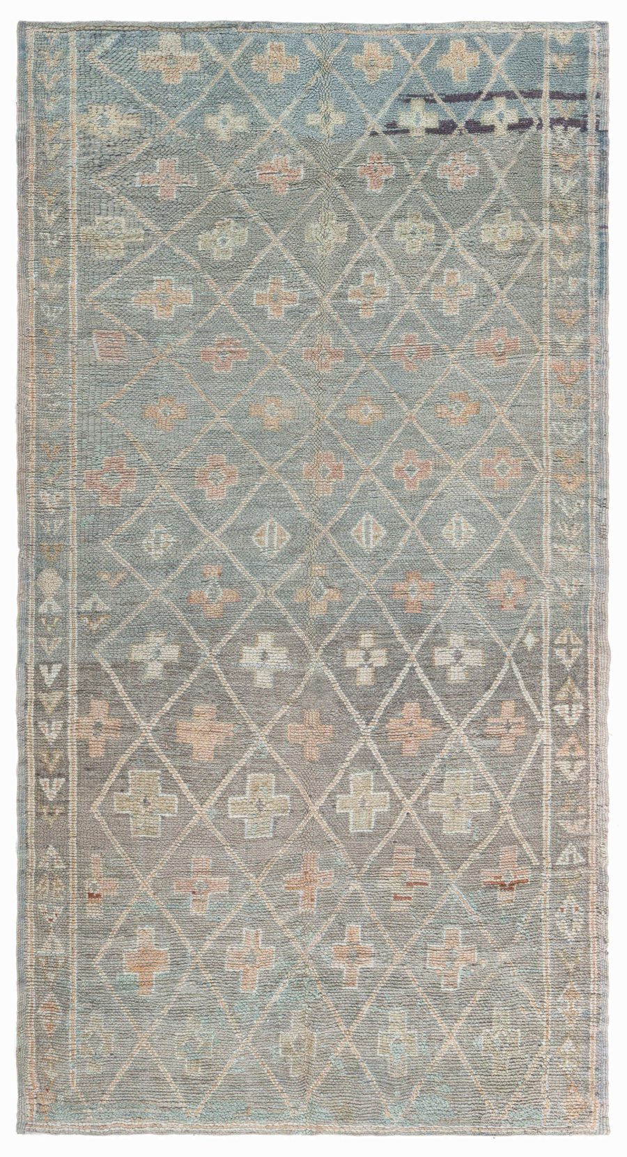 Vintage Moroccan Wool Rug with Tribal Geometric Design on Green Background BB6075