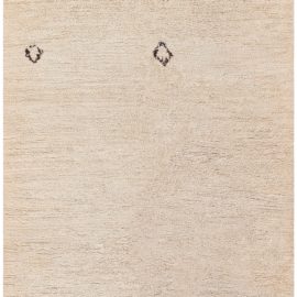 Moroccan Vintage Abstract Cream Beige Hand-Knotted Wool Carpet BB8975
