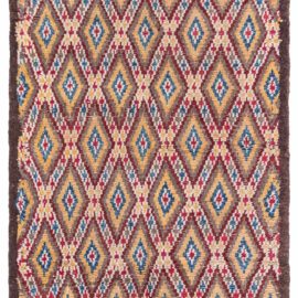 Moroccan Vintage Geometric Ivory Hand-Knotted Wool Rug BB8473