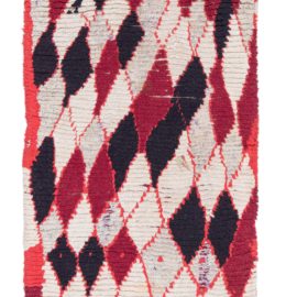 Moroccan Vintage Abstract Ivory Hand-Knotted Wool Rug BB5758