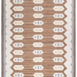 Vintage Scandinavian Geometric Light Gray Flatweave Wool Rug BB6281