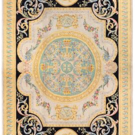 Vintage Spanish Floral Oversized Light Beige Hand-Knotted Wool Rug BB6138