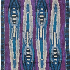 Vintage Scandinavian Abstract Slate Gray Flatweave Wool Rug Rya Finnish Rug BB5680
