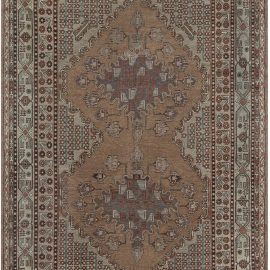 Vintage Khotan Floral Brown Hand-Knotted Wool Rug BB7456