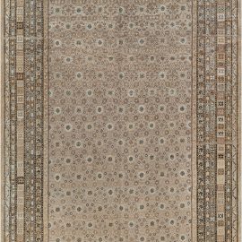 Samarkand Vintage Floral Warm Tan Hand-Knotted Wool Rug BB7461
