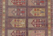 Mid-20th century Khotan “Samarkand” Purple, Red and Yellow Handmade Wool Rug BB7425