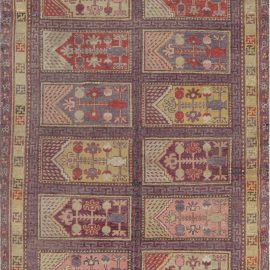 Vintage Khotan Geometric Warm Tan Hand-Knotted Wool Rug BB7425
