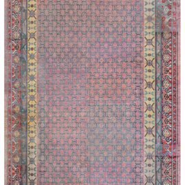Vintage Samarkand Geometric Light Gray Hand-Knotted Wool Rug BB8479