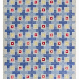 Vintage Swedish Geometric Light Gray Flatweave Wool Rug BB5802
