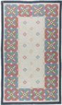 Vintage Geometric Beige, Green, Blue, Red <mark class='searchwp-highlight'>Swedish</mark> Wool Rug by Erik Lundberg BB5453