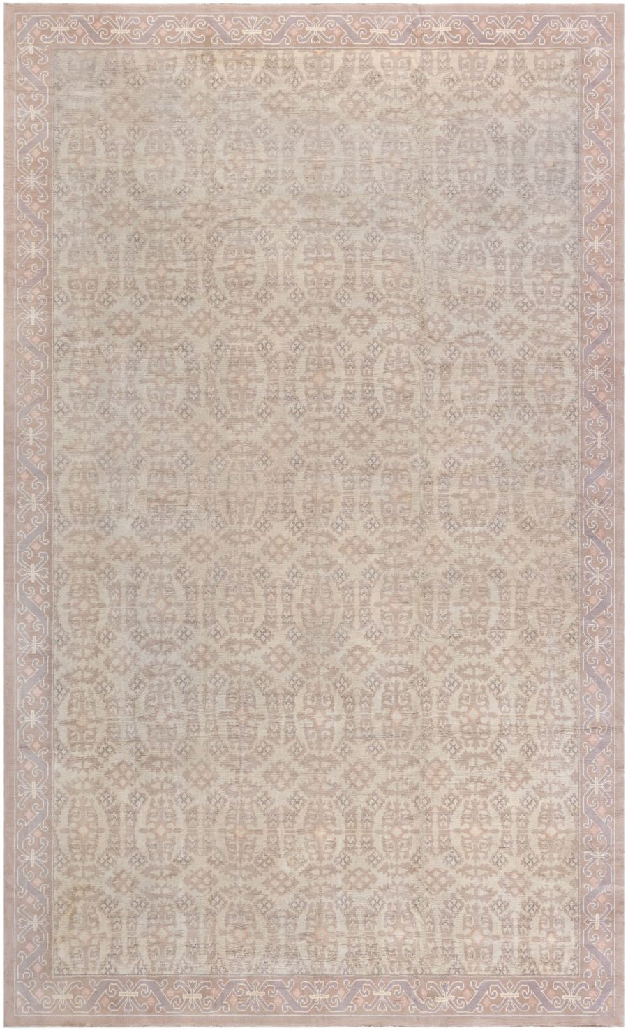 Vintage Spanish Beige Handmade Wool Rug BB8509