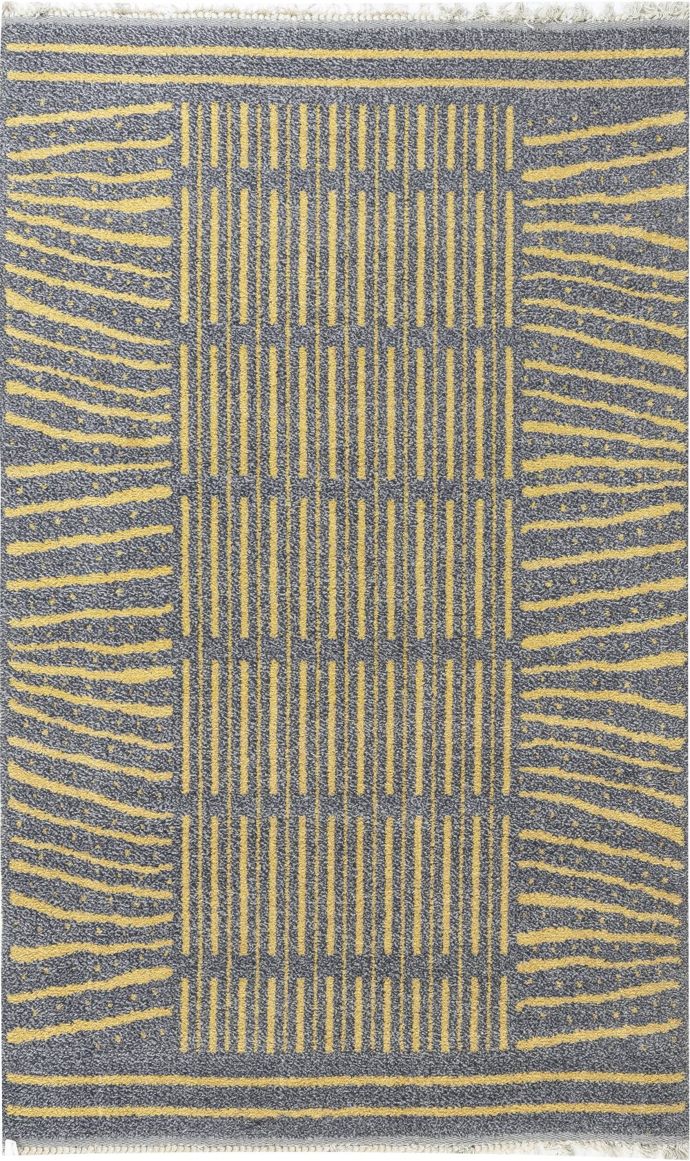 Handmade Vintage Swedish Wool Rug in Blue-Grey and Yellow BB7102