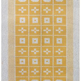 Mid-Century Swedish Geometric Light Gray And Yellow Flatweave Wool Carpet – Reversible BB8963