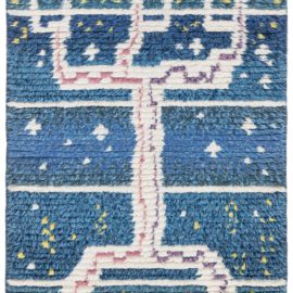 Vintage Scandinavian Tribal Cream Hand-Knotted Wool Rug Pile BB8749