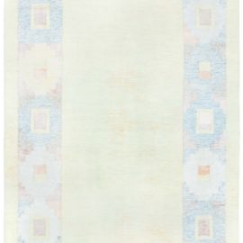 Swedish Vintage Geometric Soft Beige Flatweave Wool Carpet By Kerstin Persson BB8748