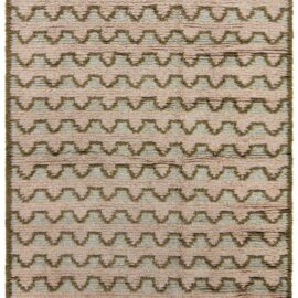Vintage Swedish Geometric Light Beige With Warm Tan Hand-Knotted Wool Rug Pile Rug By Sigvard Bernadotte BB9037
