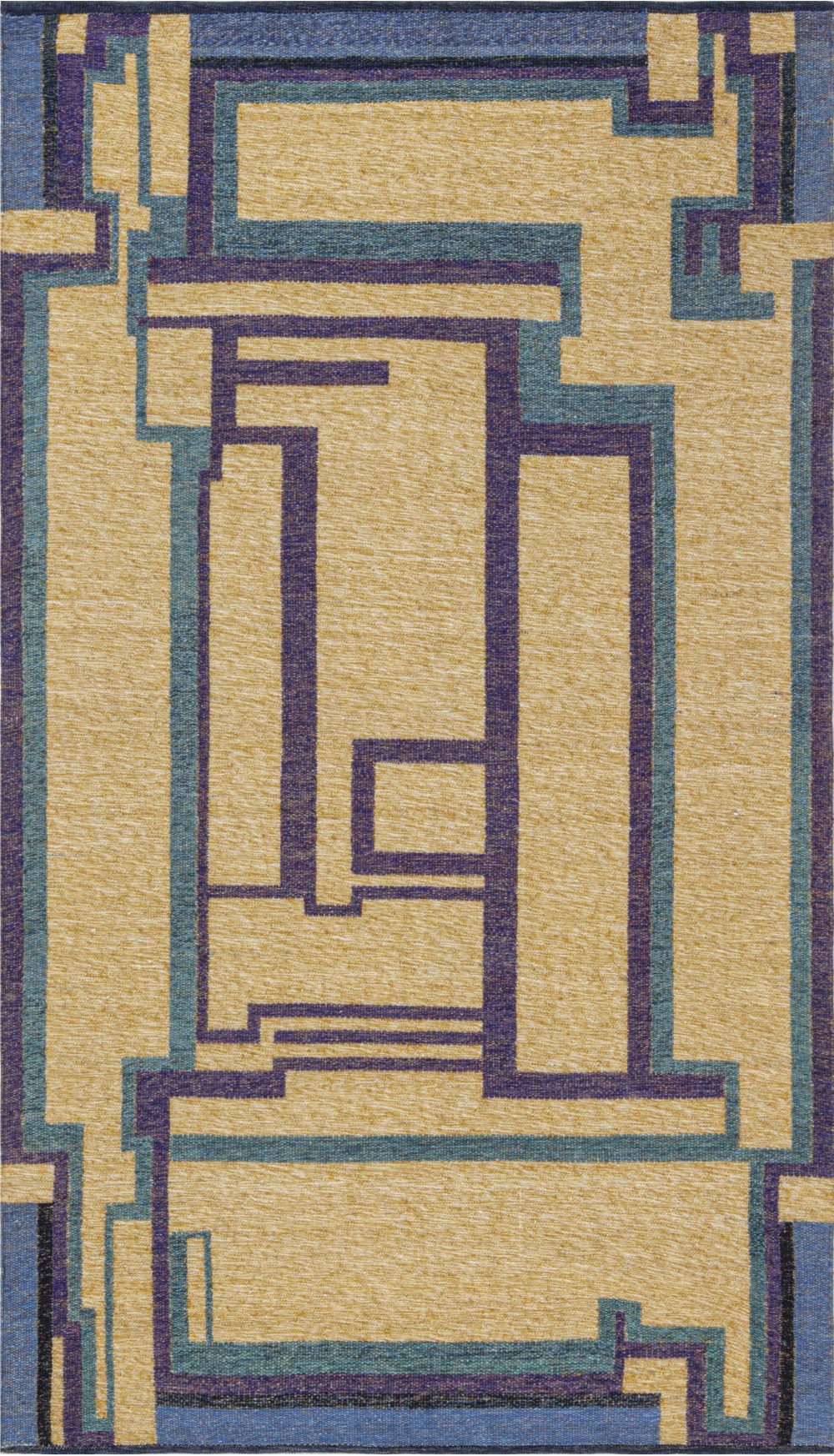 Vintage Swedish Geometric Rug in Yellow, Blue, Green and Purple BB7439