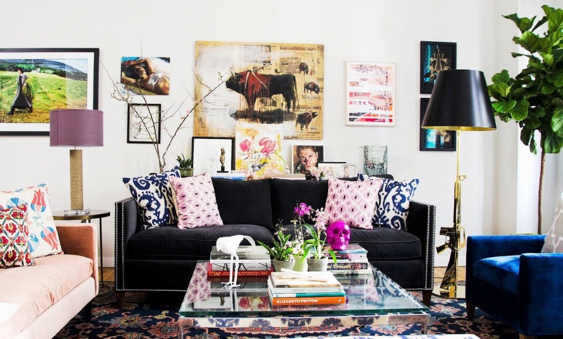 Southwestern Style black sofa living room decorating ideas Vitra Brand -