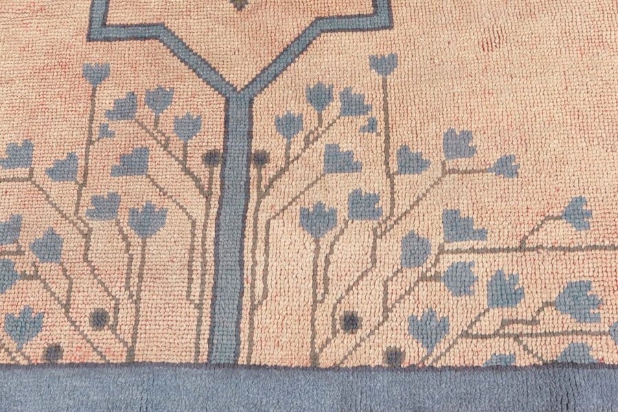 Arts & Crafts Dusty Pink, Blue and Taupe Fragment Rug by Gavin Morton BB6302