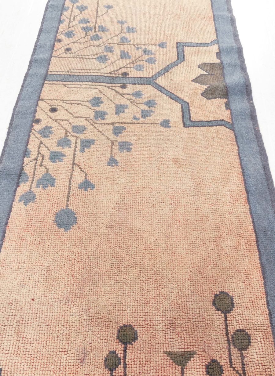 Arts & Crafts Dusty Pink, Blue and Taupe Fragment Rug by Gavin Morton BB6302