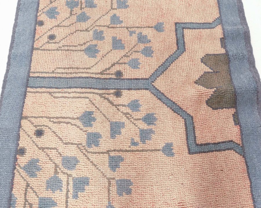 Arts & Crafts Dusty Pink, Blue and Taupe Fragment Rug by Gavin Morton BB6302