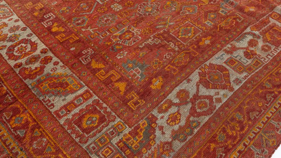 Mid-20th Century Red and Yellow Oushak Handmade Wool Rug BB6332