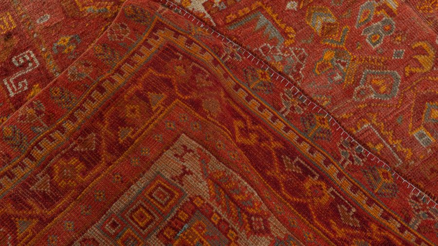 Mid-20th Century Red and Yellow Oushak Handmade Wool Rug BB6332