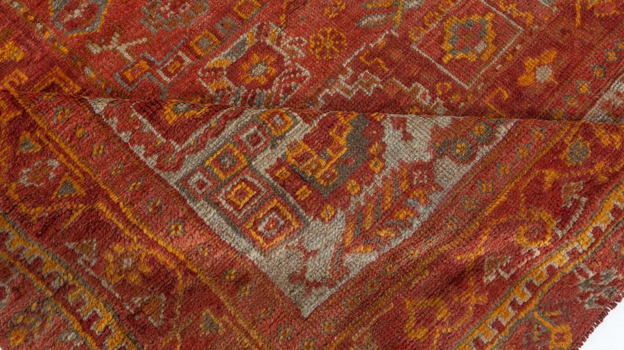 Mid-20th Century Red and Yellow Oushak Handmade Wool Rug BB6332