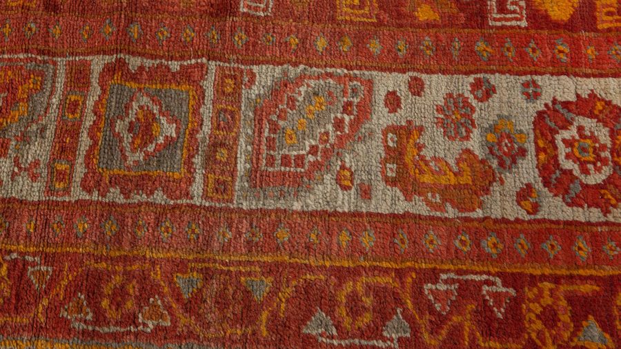 Mid-20th Century Red and Yellow Oushak Handmade Wool Rug BB6332