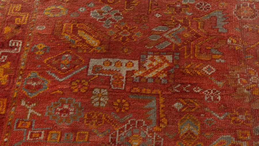 Mid-20th Century Red and Yellow Oushak Handmade Wool Rug BB6332