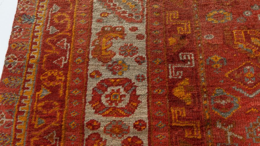 Mid-20th Century Red and Yellow Oushak Handmade Wool Rug BB6332