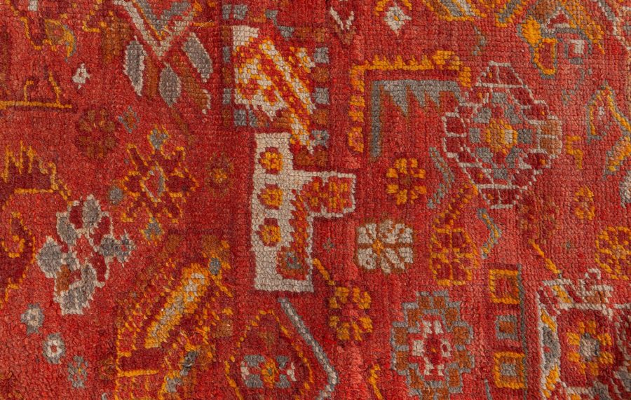 Mid-20th Century Red and Yellow Oushak Handmade Wool Rug BB8428