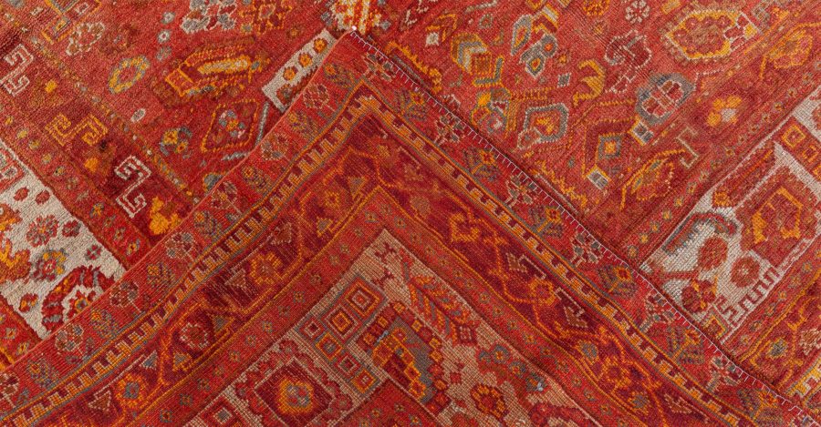 Mid-20th Century Red and Yellow Oushak Handmade Wool Rug BB8428