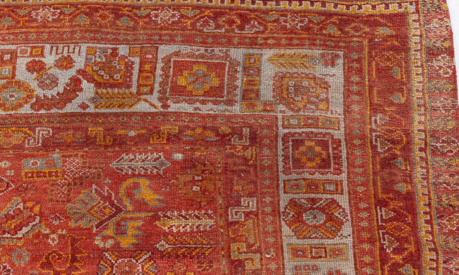 Mid-20th Century Red and Yellow Oushak Handmade Wool Rug BB8428