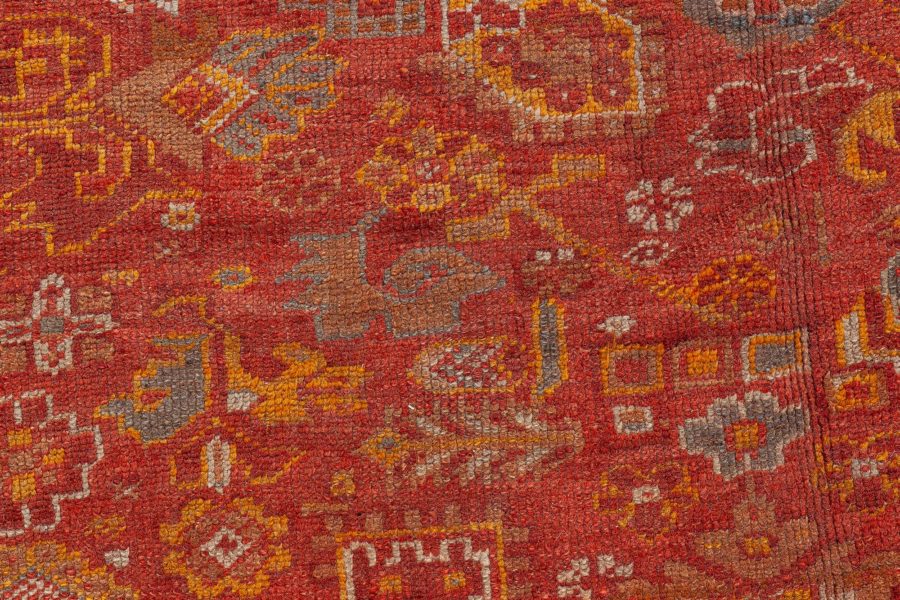 Mid-20th Century Red and Yellow Oushak Handmade Wool Rug BB8428