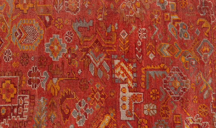 Mid-20th Century Red and Yellow Oushak Handmade Wool Rug BB8428