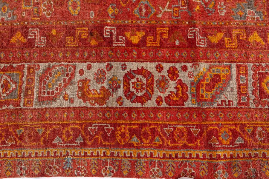 Mid-20th Century Red and Yellow Oushak Handmade Wool Rug BB8428